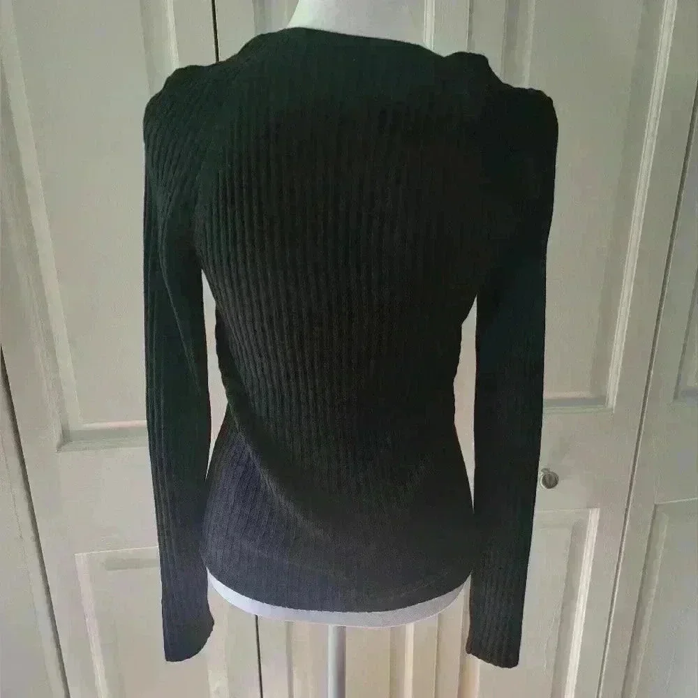 Asos Design Black Sweatheart Shirt Sz 8 Ribbed Knit - Picture 3 of 6